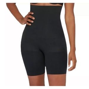 Spanx Higher Power Shorts Black High Waisted Mid Thigh Shapwear